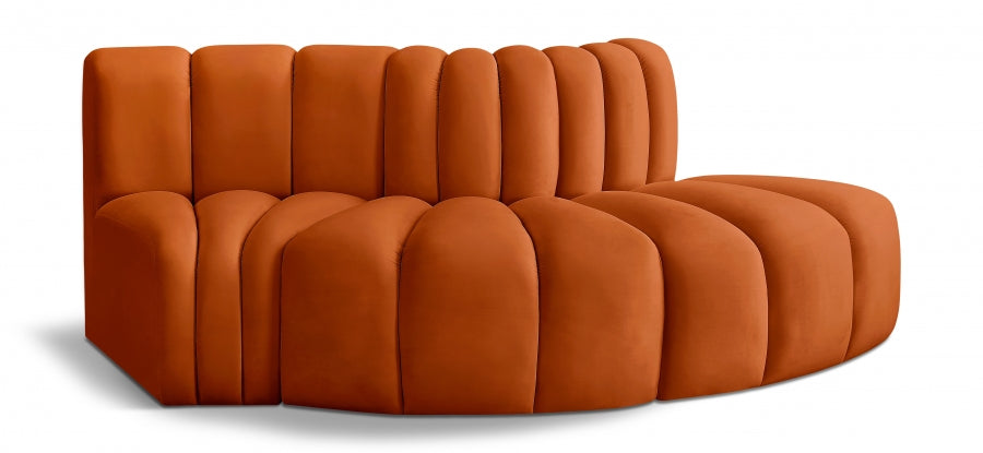 Arc Velvet 3pc. Sectional Cognac from Meridian - Luna Furniture