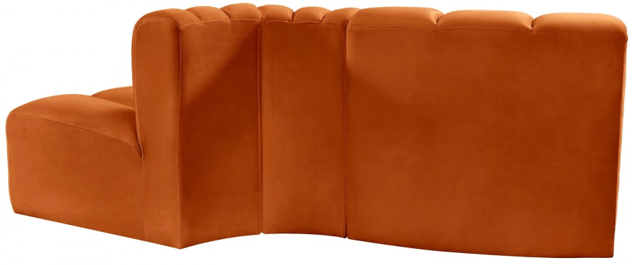 Arc Velvet 3pc. Sectional Cognac from Meridian - Luna Furniture