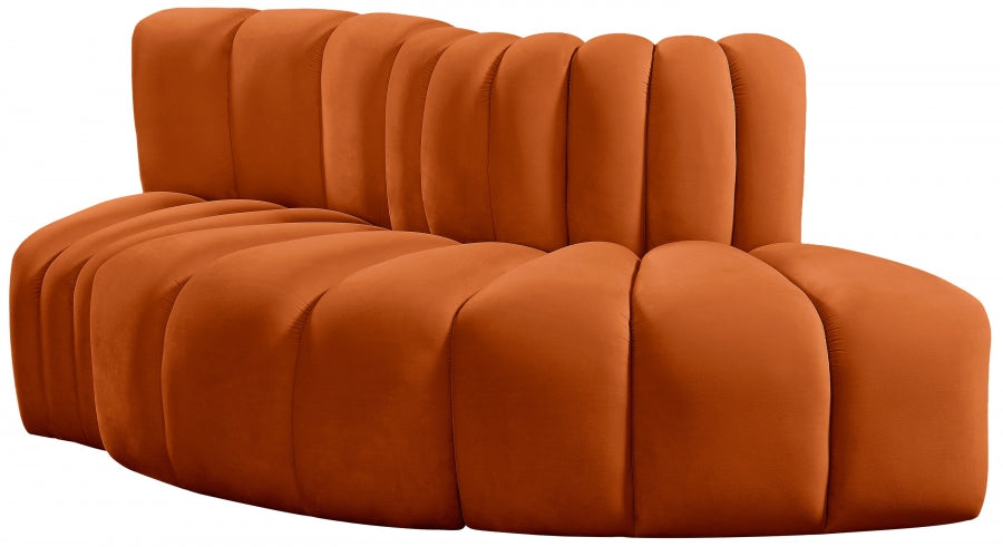 Arc Velvet 3pc. Sectional Cognac from Meridian - Luna Furniture