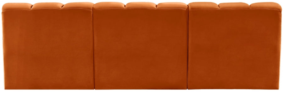 Arc Velvet 3pc. Sectional Cognac from Meridian - Luna Furniture