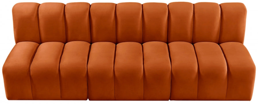 Arc Velvet 3pc. Sectional Cognac from Meridian - Luna Furniture