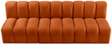 Arc Velvet 3pc. Sectional Cognac from Meridian - Luna Furniture