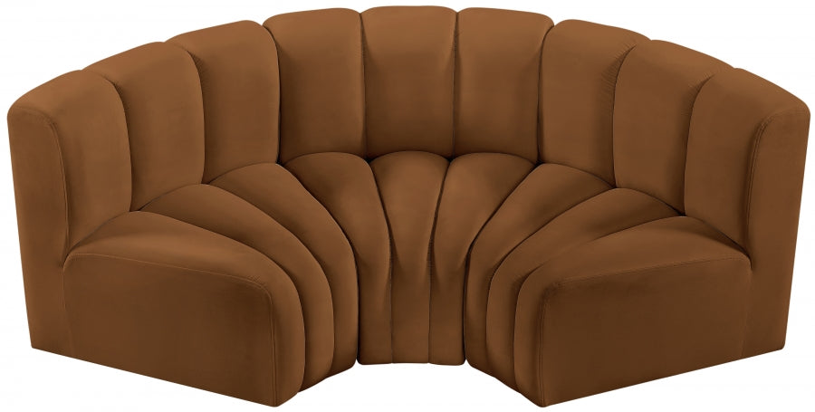 Arc Velvet 3pc. Sectional Saddle from Meridian - Luna Furniture