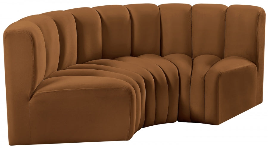 Arc Velvet 3pc. Sectional Saddle from Meridian - Luna Furniture