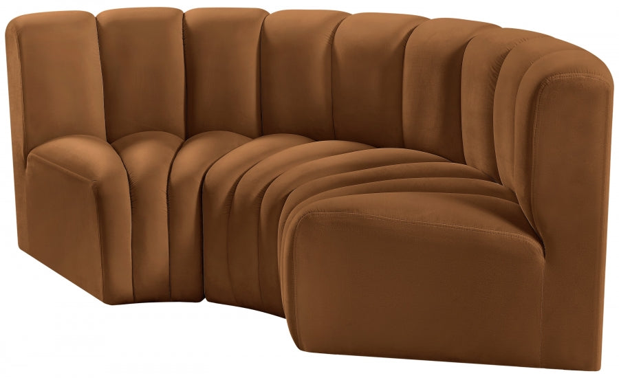 Arc Velvet 3pc. Sectional Saddle from Meridian - Luna Furniture