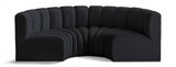 Arc Velvet 4pc. Sectional Black from Meridian - Luna Furniture