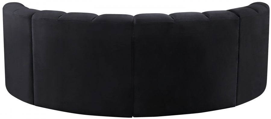 Arc Velvet 4pc. Sectional Black from Meridian - Luna Furniture