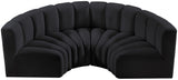 Arc Velvet 4pc. Sectional Black from Meridian - Luna Furniture