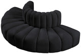 Arc Velvet 4pc. Sectional Black from Meridian - Luna Furniture