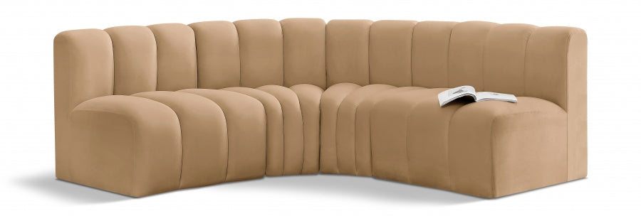 Arc Velvet 4pc. Sectional Camel from Meridian - Luna Furniture