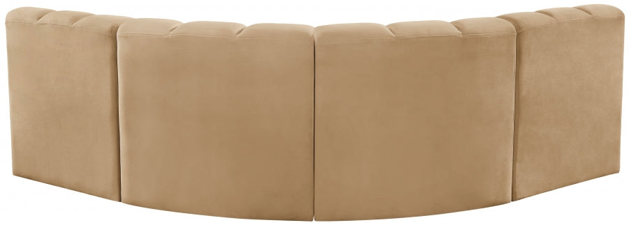 Arc Velvet 4pc. Sectional Camel from Meridian - Luna Furniture