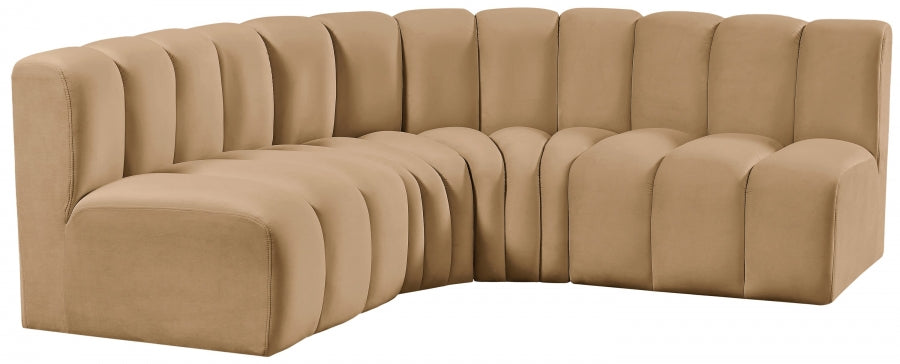 Arc Velvet 4pc. Sectional Camel from Meridian - Luna Furniture