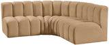 Arc Velvet 4pc. Sectional Camel from Meridian - Luna Furniture