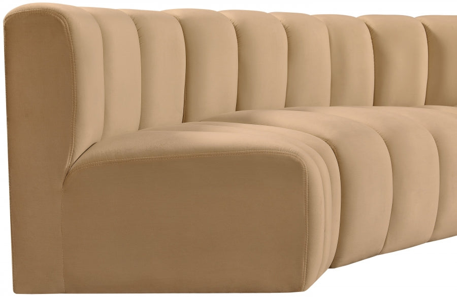 Arc Velvet 4pc. Sectional Camel from Meridian - Luna Furniture