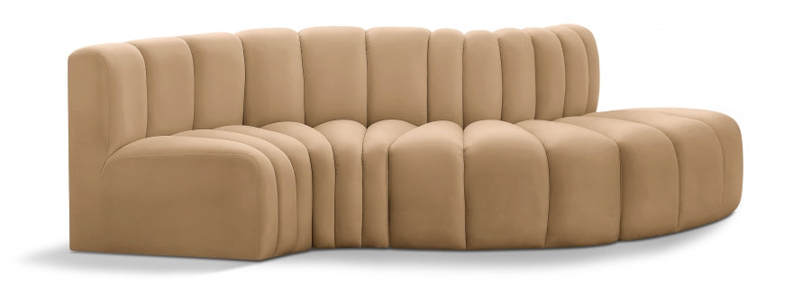 Arc Velvet 4pc. Sectional Camel from Meridian - Luna Furniture