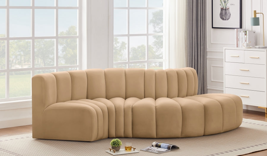 Arc Velvet 4pc. Sectional Camel from Meridian - Luna Furniture