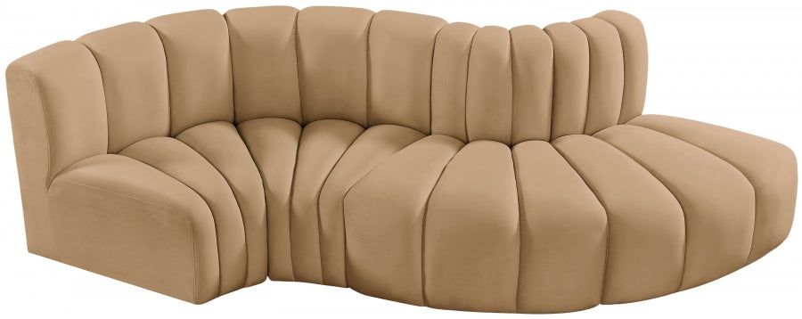 Arc Velvet 4pc. Sectional Camel from Meridian - Luna Furniture