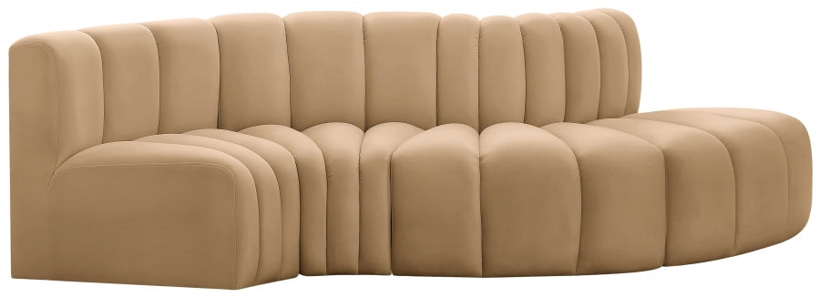 Arc Velvet 4pc. Sectional Camel from Meridian - Luna Furniture