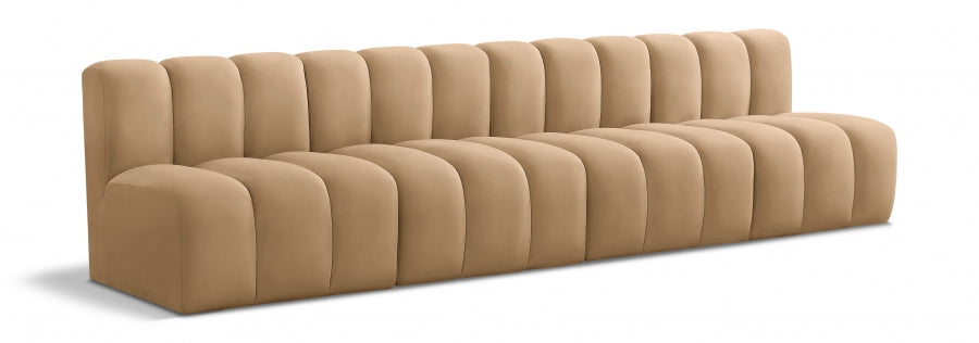 Arc Velvet 4pc. Sectional Camel from Meridian - Luna Furniture