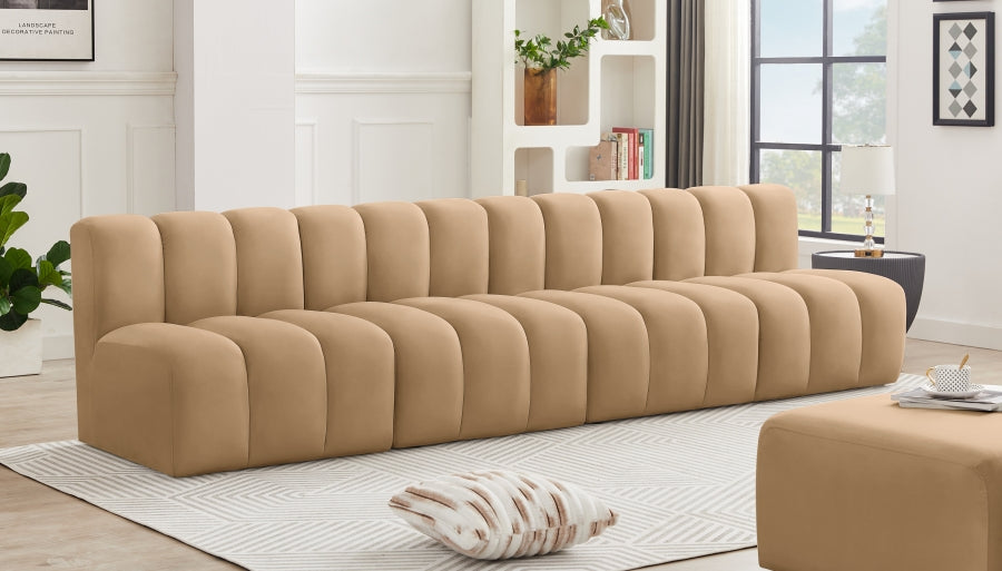 Arc Velvet 4pc. Sectional Camel from Meridian - Luna Furniture