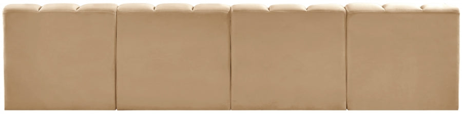 Arc Velvet 4pc. Sectional Camel from Meridian - Luna Furniture