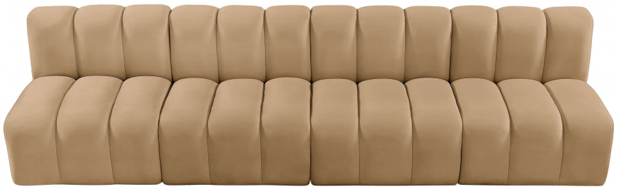 Arc Velvet 4pc. Sectional Camel from Meridian - Luna Furniture