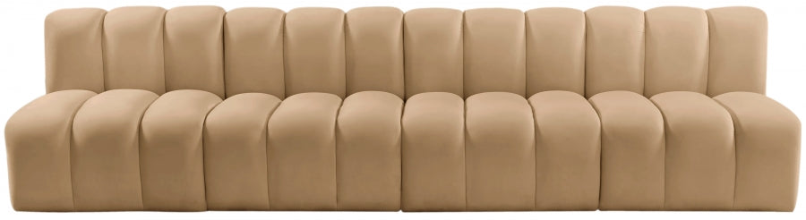 Arc Velvet 4pc. Sectional Camel from Meridian - Luna Furniture