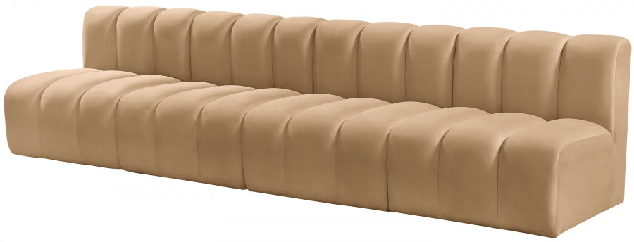 Arc Velvet 4pc. Sectional Camel from Meridian - Luna Furniture