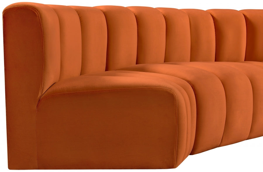 Arc Velvet 4pc. Sectional Cognac from Meridian - Luna Furniture