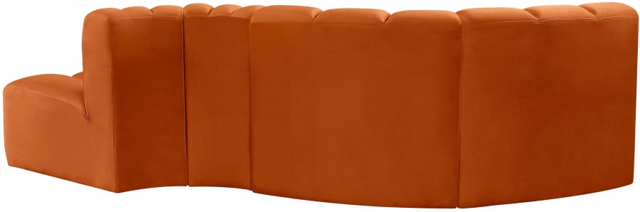 Arc Velvet 4pc. Sectional Cognac from Meridian - Luna Furniture