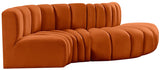 Arc Velvet 4pc. Sectional Cognac from Meridian - Luna Furniture