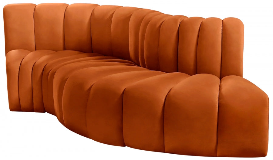 Arc Velvet 4pc. Sectional Cognac from Meridian - Luna Furniture