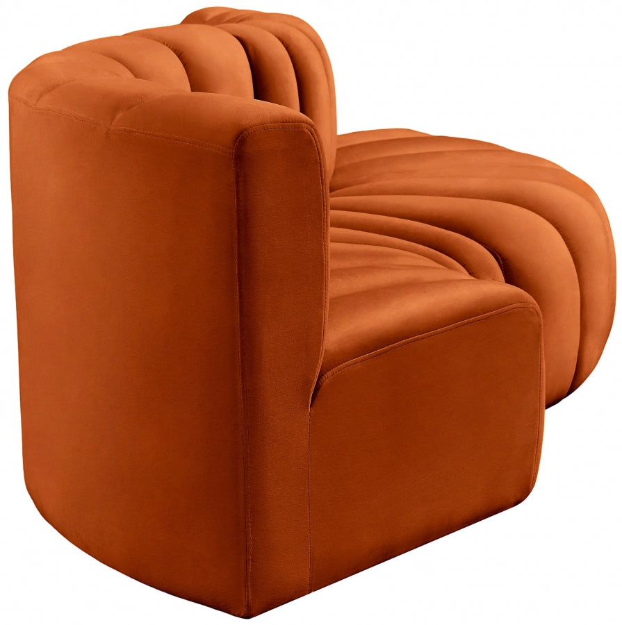 Arc Velvet 4pc. Sectional Cognac from Meridian - Luna Furniture