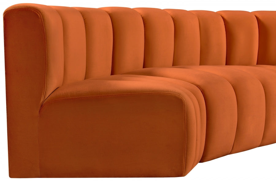 Arc Velvet 4pc. Sectional Cognac from Meridian - Luna Furniture