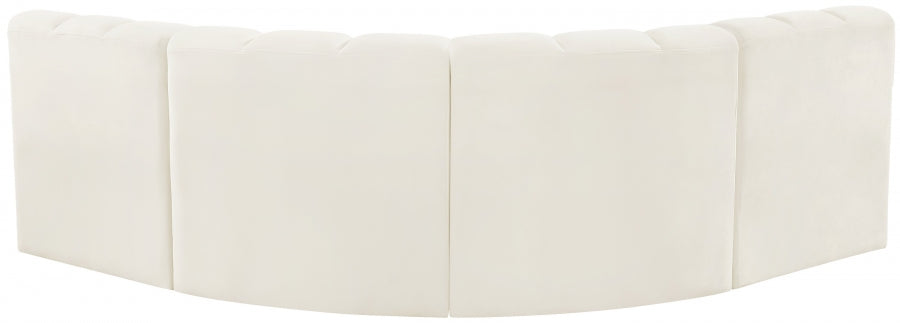 Arc Velvet 4pc. Sectional Cream from Meridian - Luna Furniture