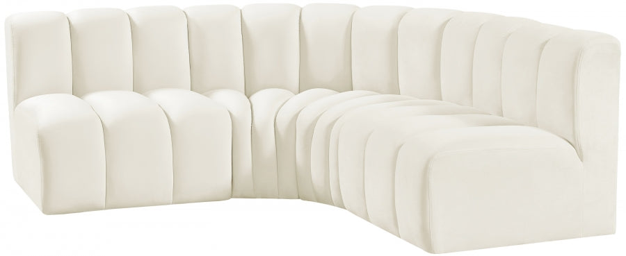 Arc Velvet 4pc. Sectional Cream from Meridian - Luna Furniture