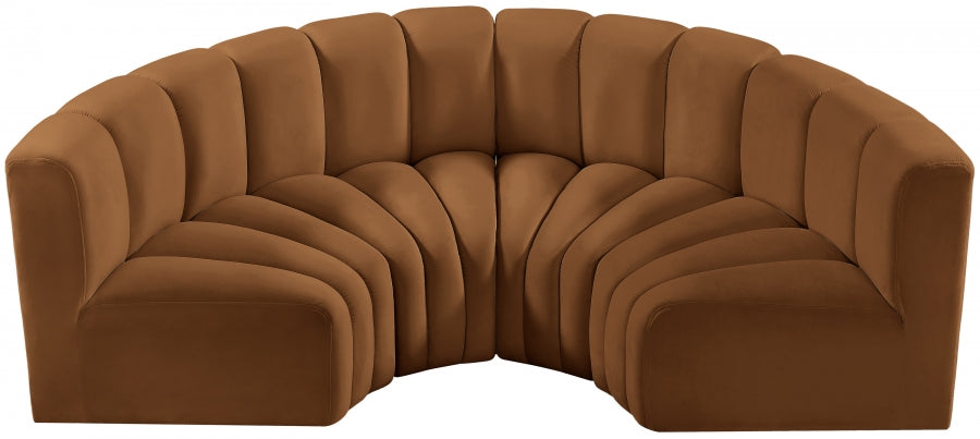 Arc Velvet 4pc. Sectional Saddle from Meridian - Luna Furniture