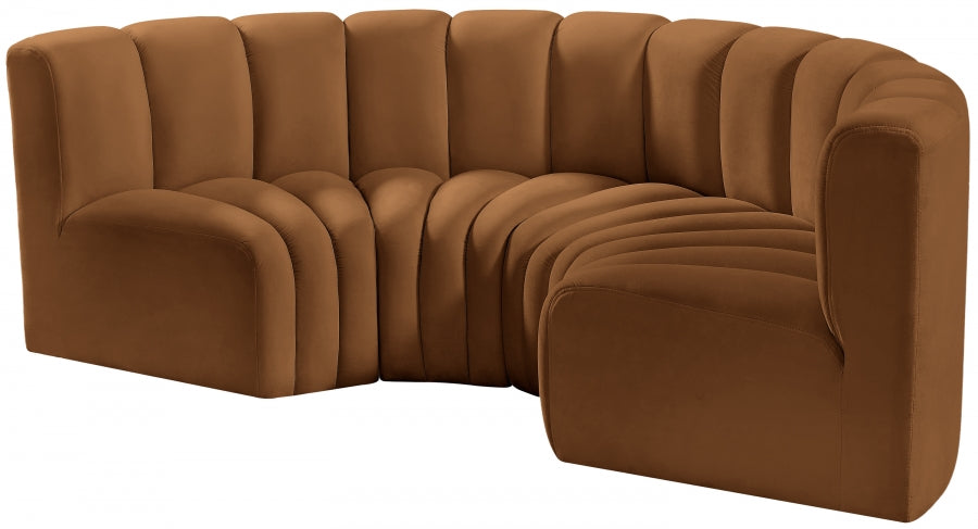 Arc Velvet 4pc. Sectional Saddle from Meridian - Luna Furniture