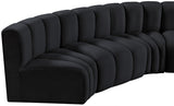 Arc Velvet 5pc. Sectional Black from Meridian - Luna Furniture