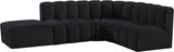 Arc Velvet 5pc. Sectional Black from Meridian - Luna Furniture