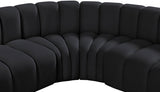 Arc Velvet 5pc. Sectional Black from Meridian - Luna Furniture