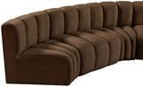 Arc Velvet 5pc. Sectional Brown from Meridian - Luna Furniture