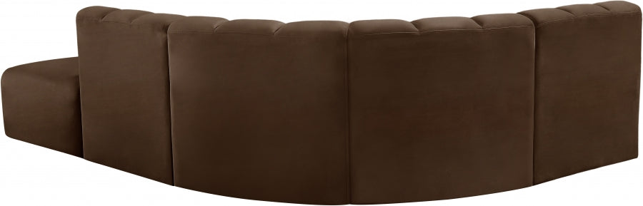 Arc Velvet 5pc. Sectional Brown from Meridian - Luna Furniture