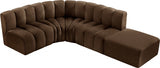 Arc Velvet 5pc. Sectional Brown from Meridian - Luna Furniture