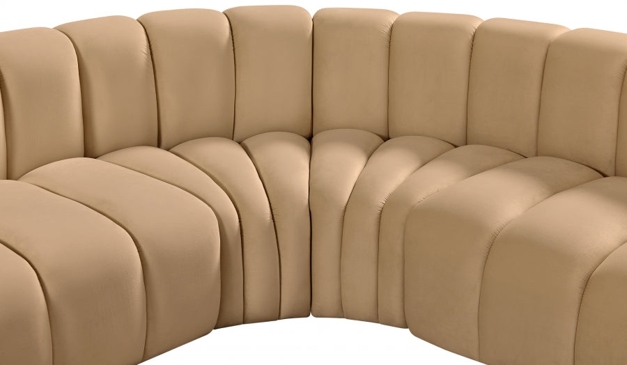 Arc Velvet 5pc. Sectional Camel from Meridian - Luna Furniture