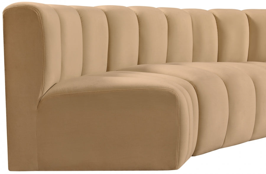 Arc Velvet 5pc. Sectional Camel from Meridian - Luna Furniture