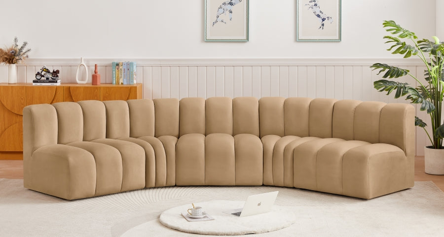 Arc Velvet 5pc. Sectional Camel from Meridian - Luna Furniture