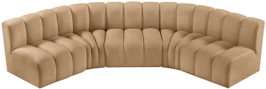 Arc Velvet 5pc. Sectional Camel from Meridian - Luna Furniture