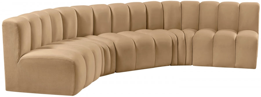 Arc Velvet 5pc. Sectional Camel from Meridian - Luna Furniture