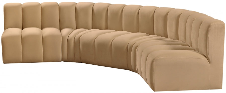 Arc Velvet 5pc. Sectional Camel from Meridian - Luna Furniture